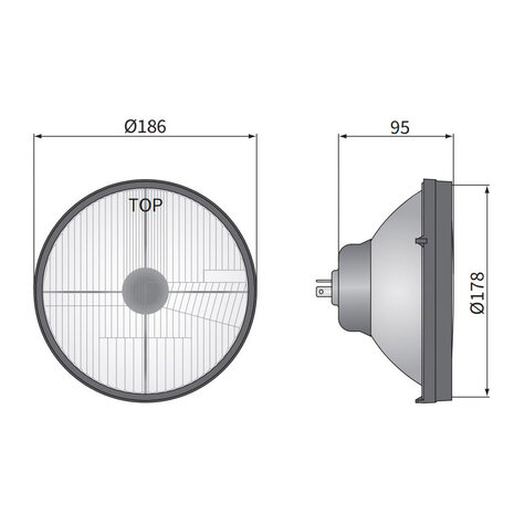 Koplamp VW Transporter Tuning, Lampglas: Ø182mm