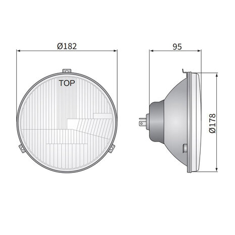 Koplamp VW Transporter Bus, Lampglas: Ø182mm