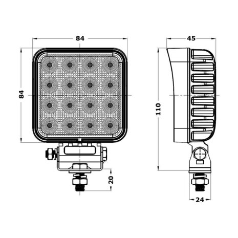 WERAM 48W LED Werklamp Vierkant Mini 3840LM