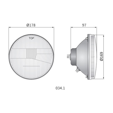 Koplamp Rond Ø178mm H4 Inbouw 7 Inch