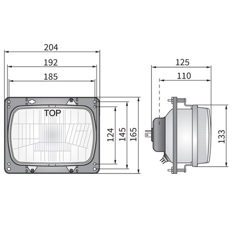 Wesem H4 Inbouw Koplamp 204x165