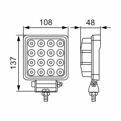 Hella S2500 LED Werklamp 12/24V 2500LM 80CM Kabel  | 1GA 357 106-022