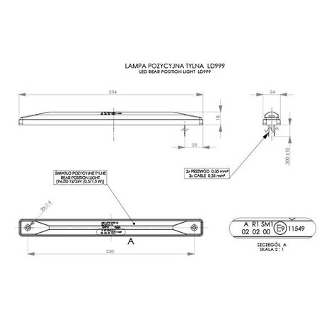 Horpol LED Markeringslamp Rood Extra Lang LD-999