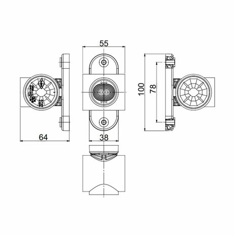 Horpol LED Breedtelamp 3-Functies Kort Universeel Dark-Look