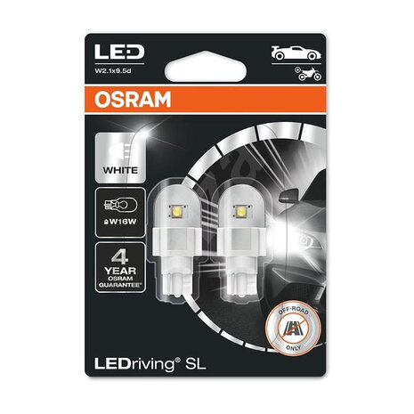 Osram W16W LED Retrofit Wit 12V W2.1x9.5d 2 Stuks