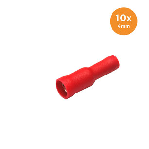 Rondstekerhuls Geïsoleerd Rood 4mm (0,5-1,5mm) 10 Stuks